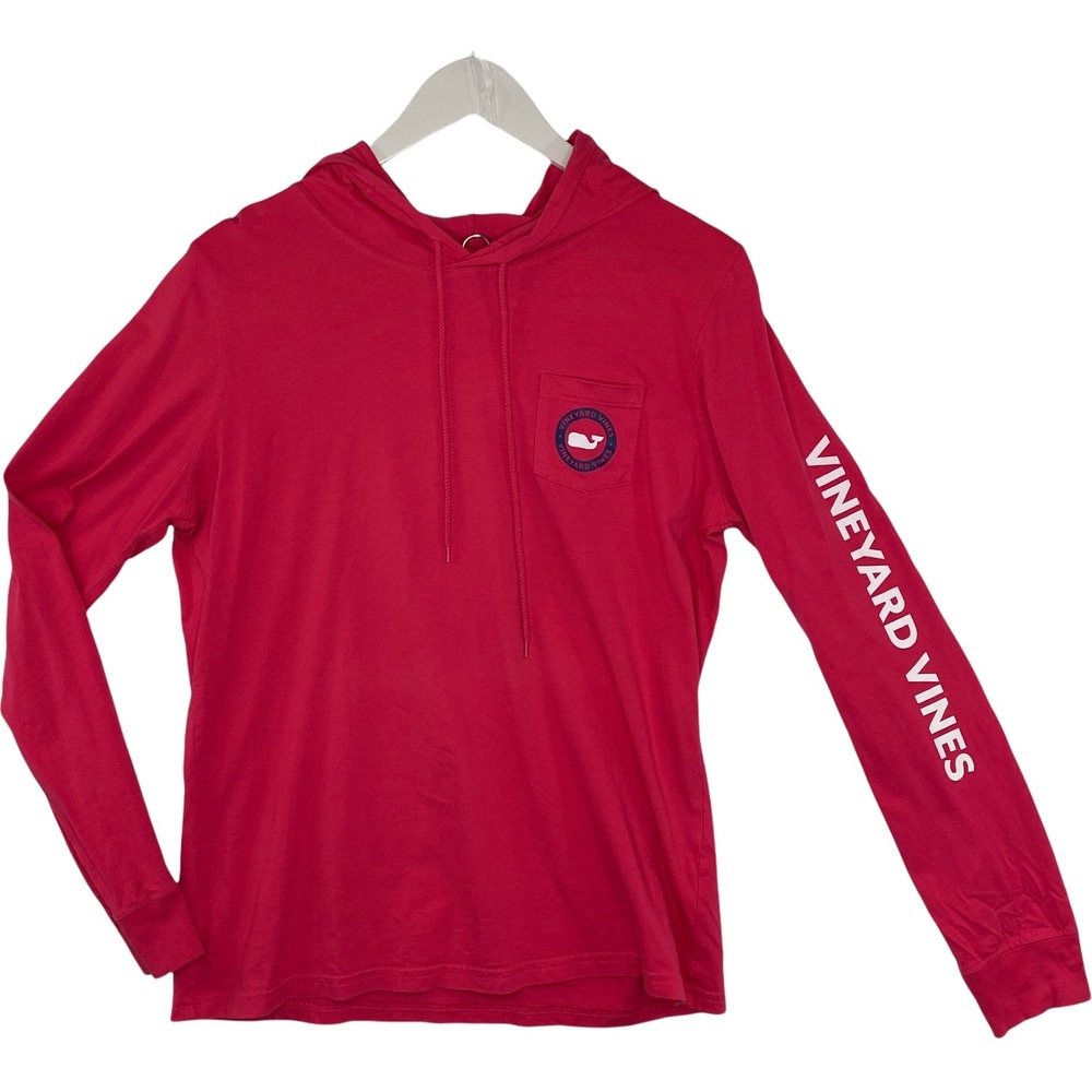 Vineyard Vines Youth Medium‎ Long Sleeve Pocket Hoodie Whale Logo Sleeve Graphic